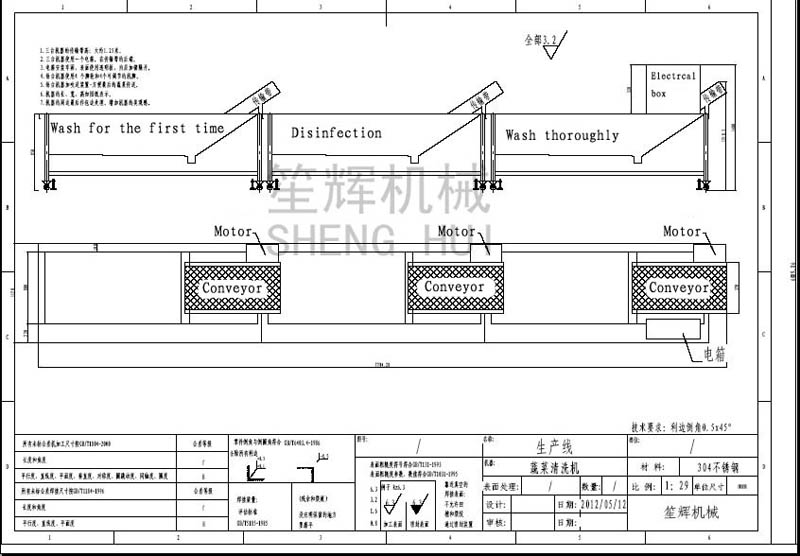 Lavadora continua de verduras para clientes en Sud&aacute;frica.