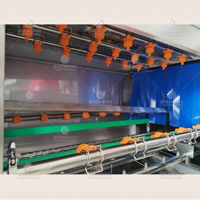 Lavadora de cajas de volteo tipo túnel continuo, lavadora de cajas de plástico, lavadora de cajas de cocina central