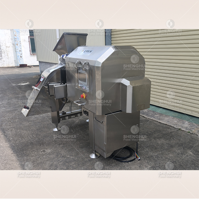 Máquina centrífuga tridimensional de alta velocidad para cortar carne en cubos, cortadora de carne congelada.