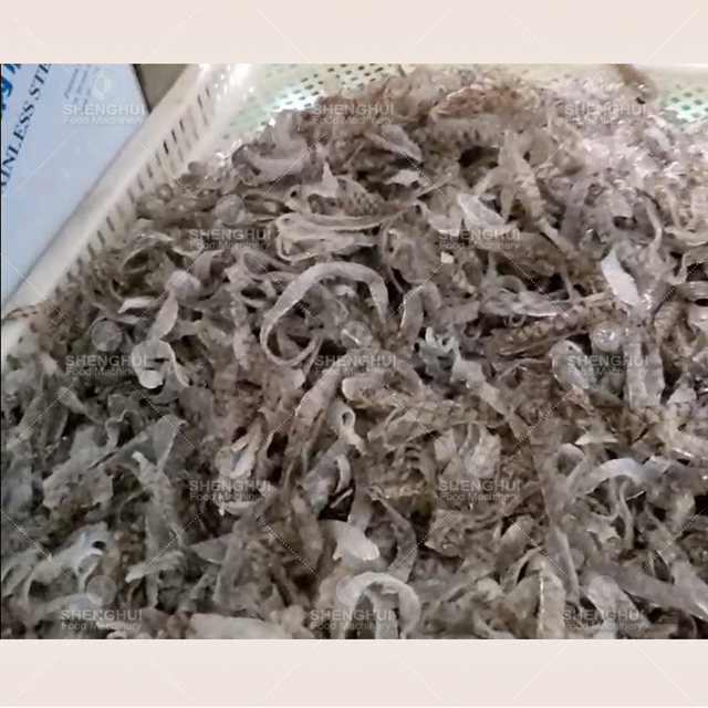 Máquina automática para cortar piel de pescado; equipo de procesamiento de productos del mar; cortadora de piel de pescado.